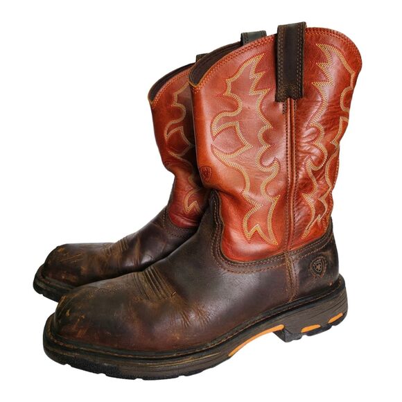 Ariat WorkHog Western Boots Mens 10.5 D Steel Toe Leather Square Toe Workwear - Picture 2 of 12